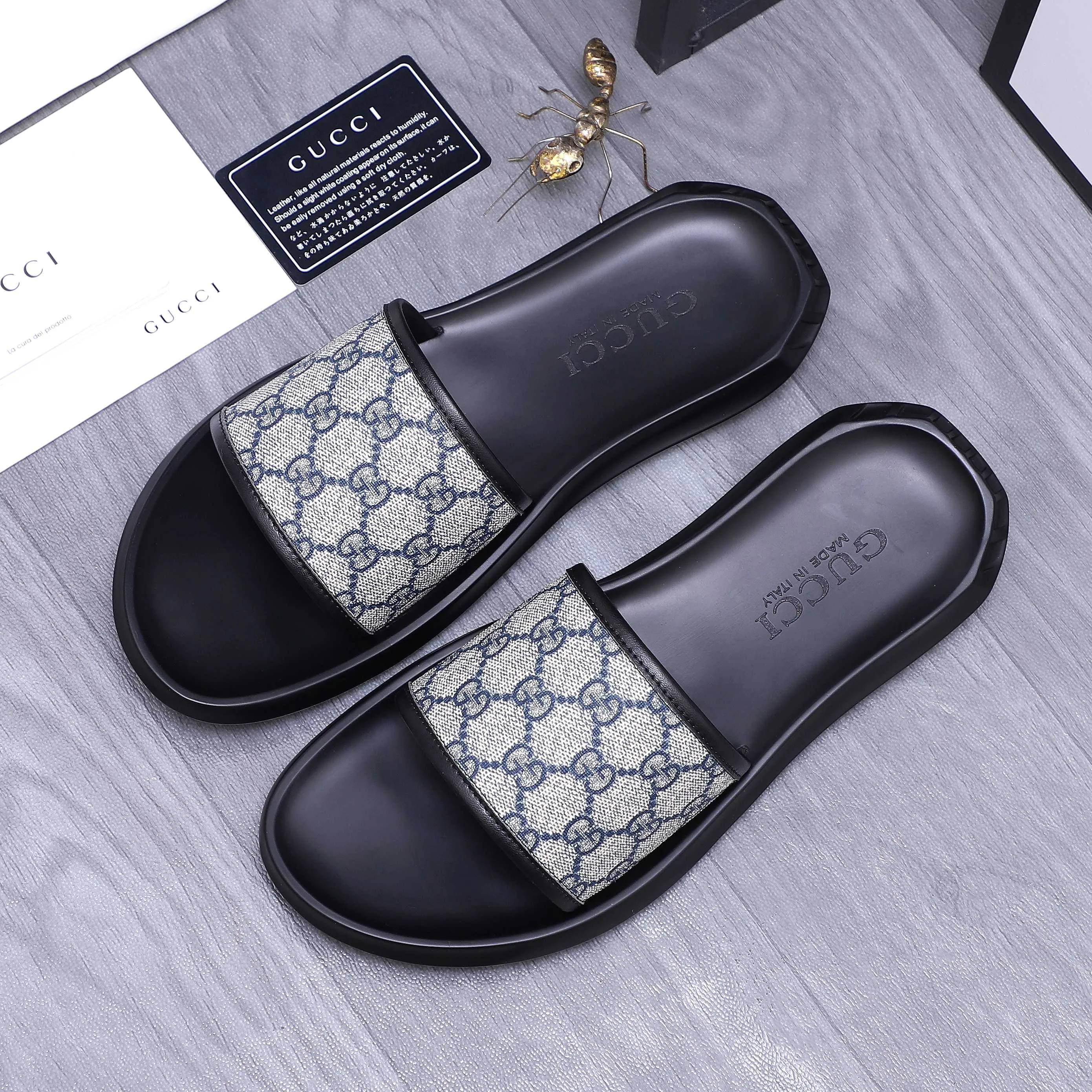 Men's shoes 💰280 Product trademark: GUCCI "Gucci" slippers Regular size: 38-44 (45.46 custom-made, non-returnable) Product materials: Selected cowhide printed upper, instep imitation leather lining, original outsole